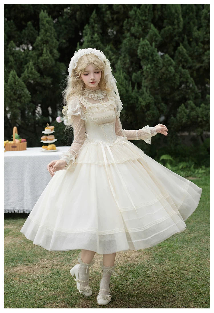Confession Poem - Classic Lolita Corset JSK Set, Lace & Bows