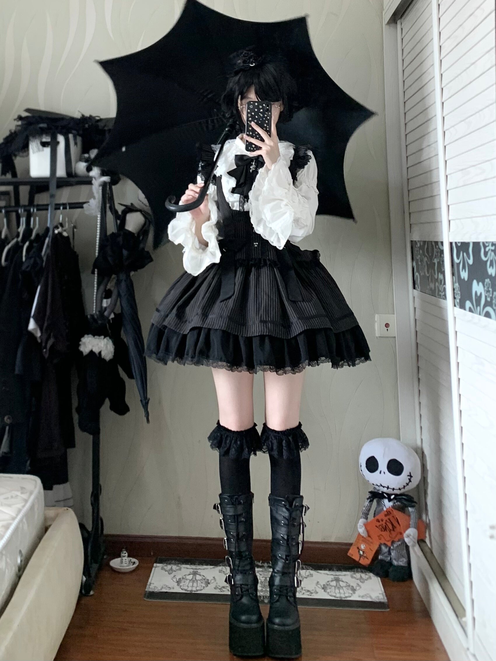 Moon Oath - Gothic Lolita Bust-supporting JSK Dress, Striped Style 44489:811251