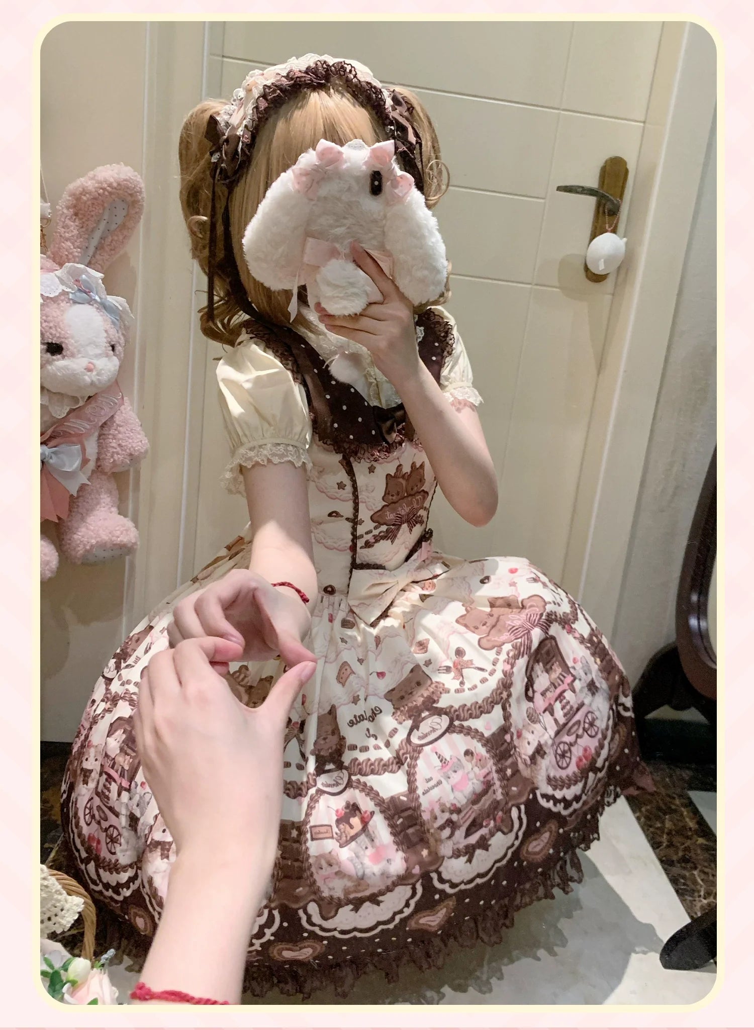 Chocolate Cat - Kawaii Lolita JSK, Cat & Chocolate Print