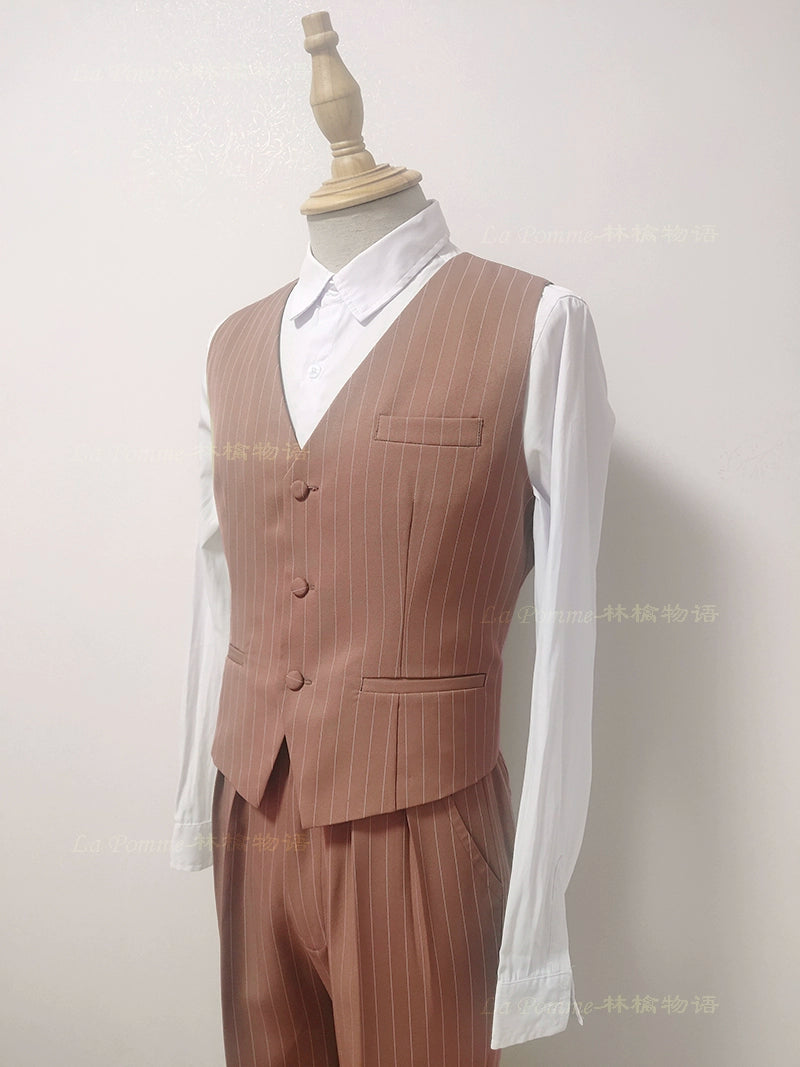 La Pomme - Linen Story - Playful Stripes Customized Shorts/Long Pants S Oak Pink Shorts