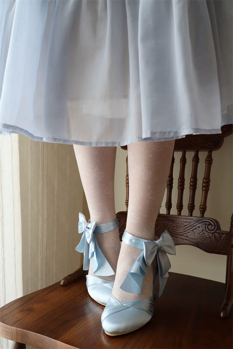 Coronation - Classic Lolita Wine Glass Shaped Heels Shoes, Detachable Bow