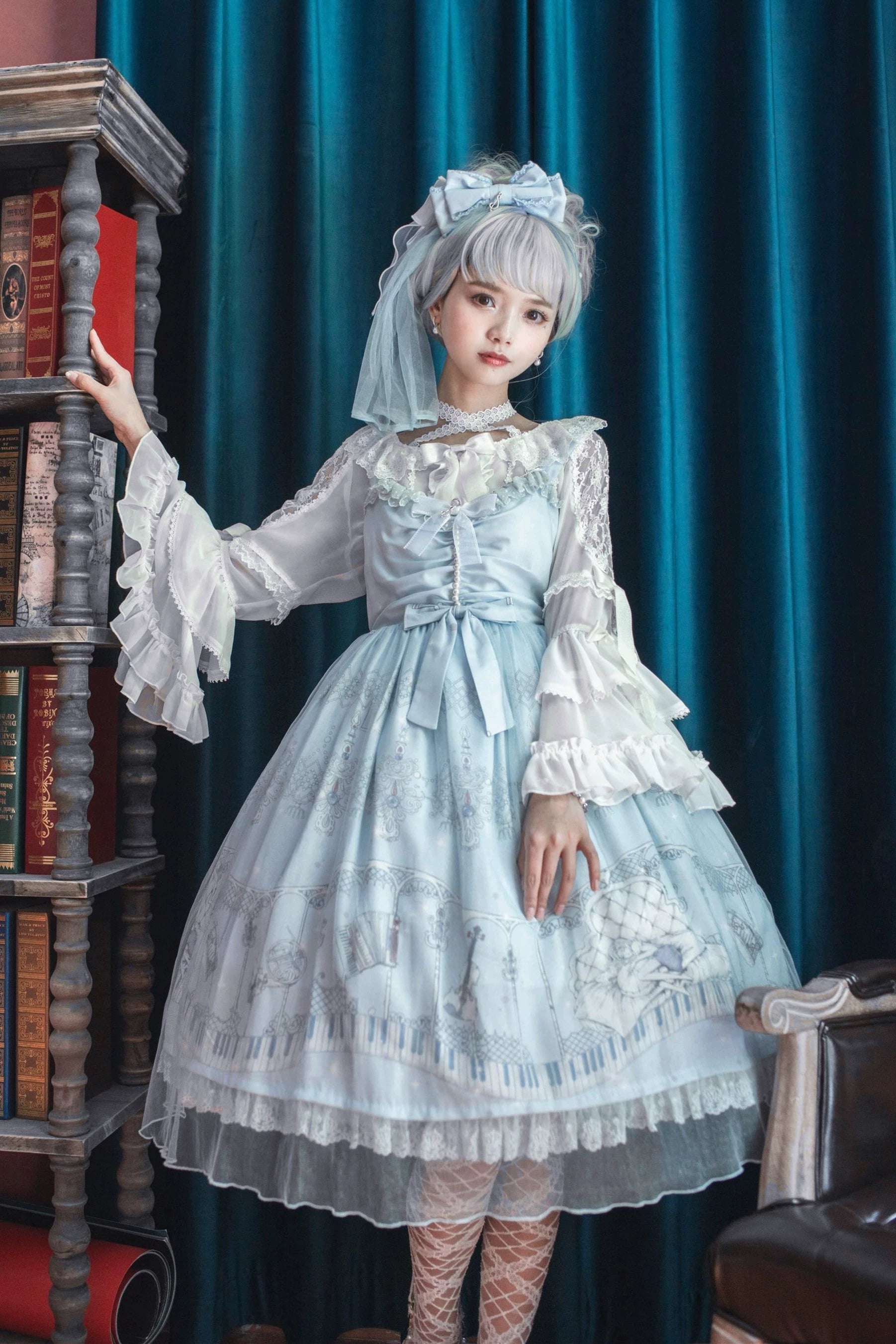 LilithEye - Elegant Lolita JSK Dream Symphony Instrument Fairy Dress S Blue