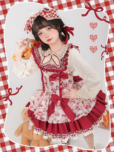 Mewroco~Squirrel~Kawaii Lolita JSK Dress Squirrel Print Summer Loose Lolita Dress S JSK + KC 