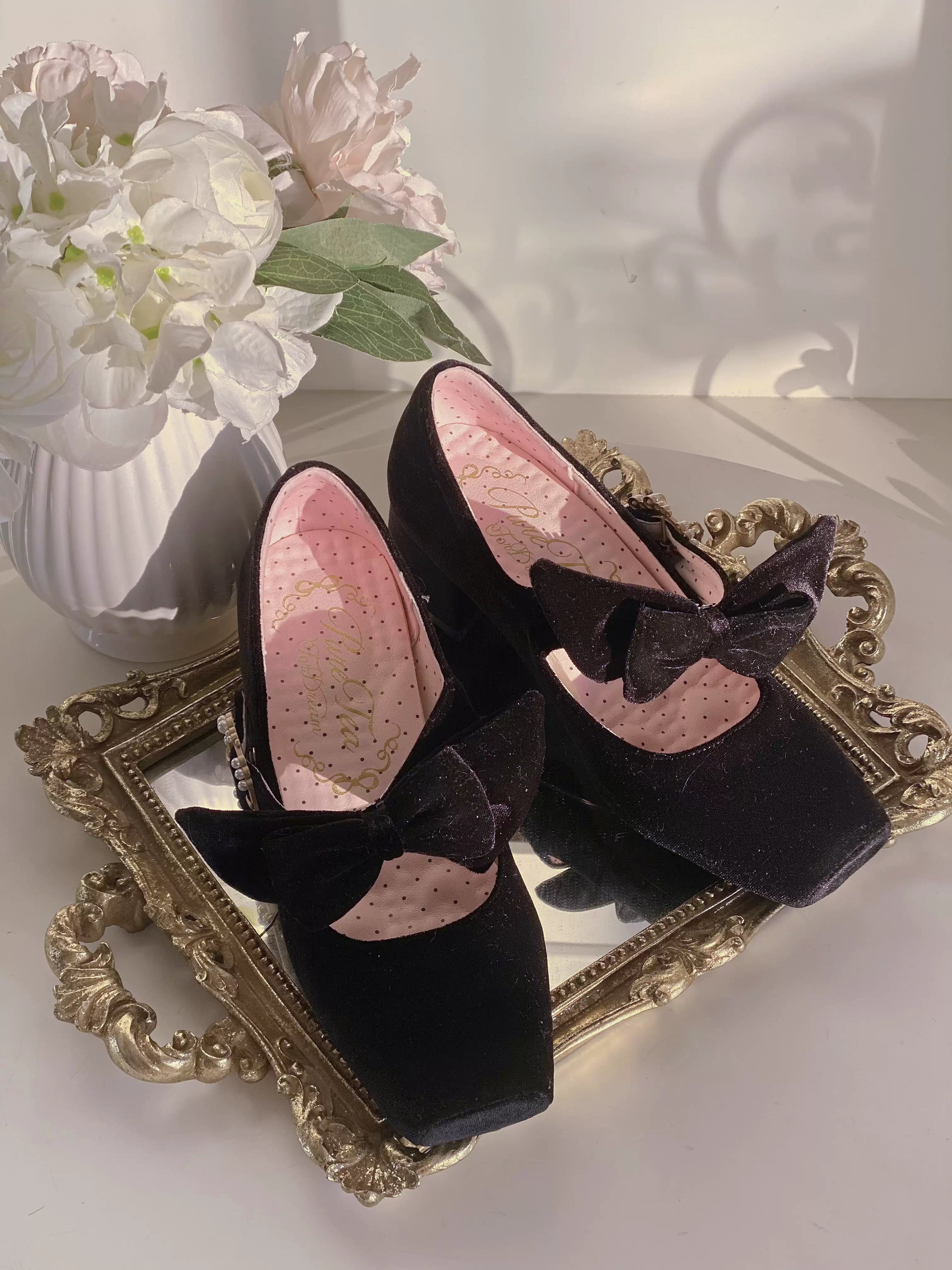 Pure tea for dream~Angel Velvet~Sweet Lolita Shoes Mid-heel Velvet Shoes 32816:394114