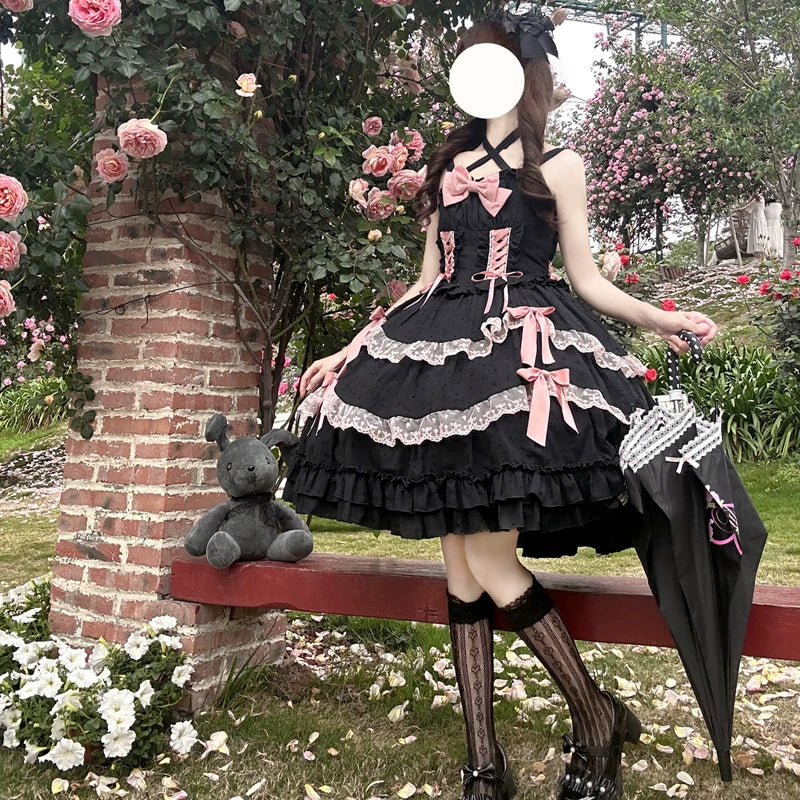 Miss Pearl - Halter Neck Sweet Lolita JSK Dress, Tiered Skirt