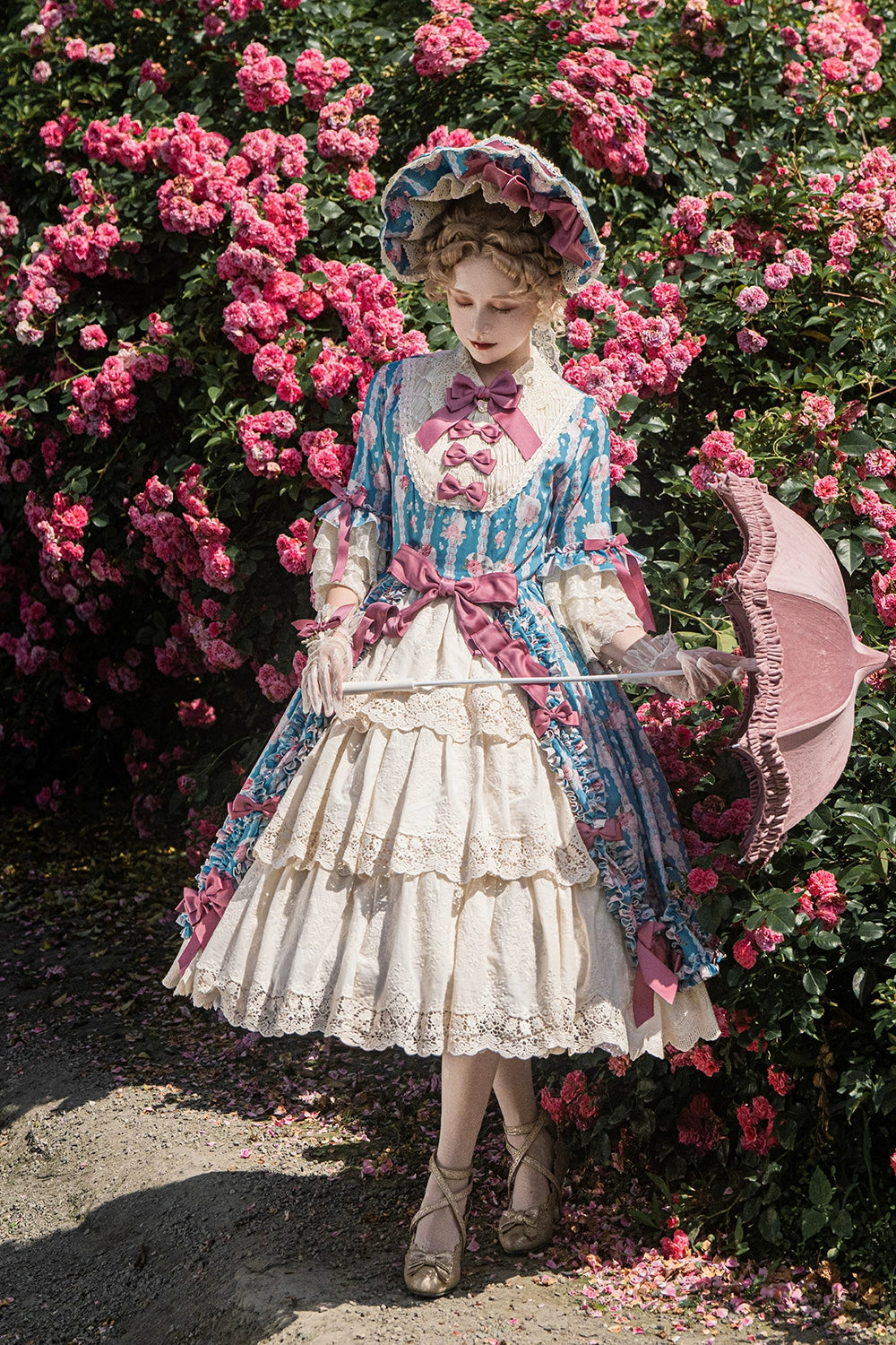Miss Point~Lilyka Garden~Classic Lolita OP Dress Set Elegant Floral Wall Princess Sleeve 38832:606472