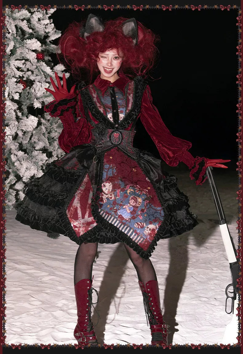 Werewolf Slayer - Gothic Lolita Shirt & Suspender SK Dress Set, Tiered Skirt (2XL L M S XL XS) 44541:811965