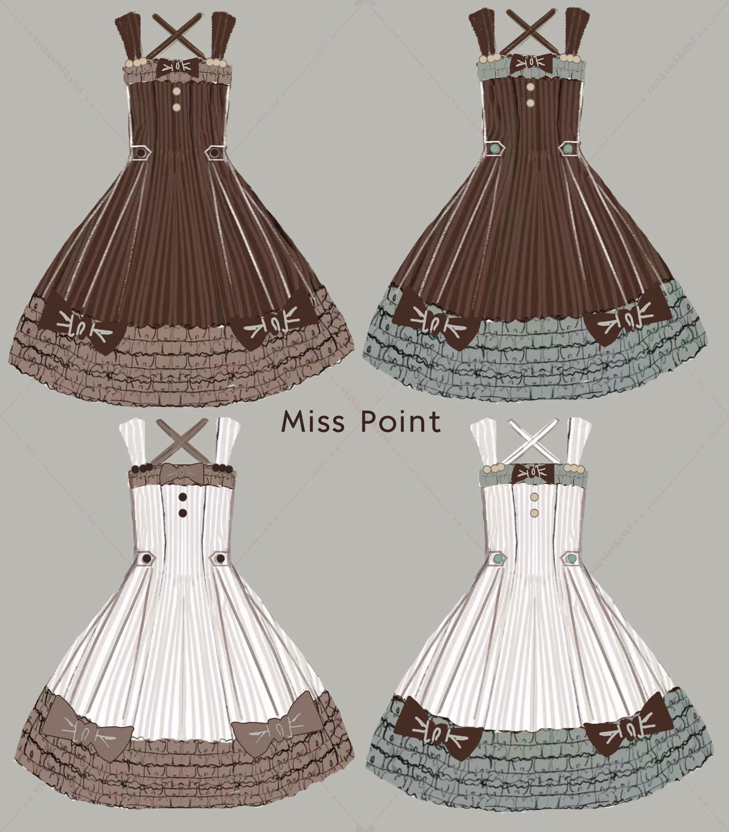 Miss Point - Classic Lolita JSK Customized Stripe Lolita Dress 40842:680962