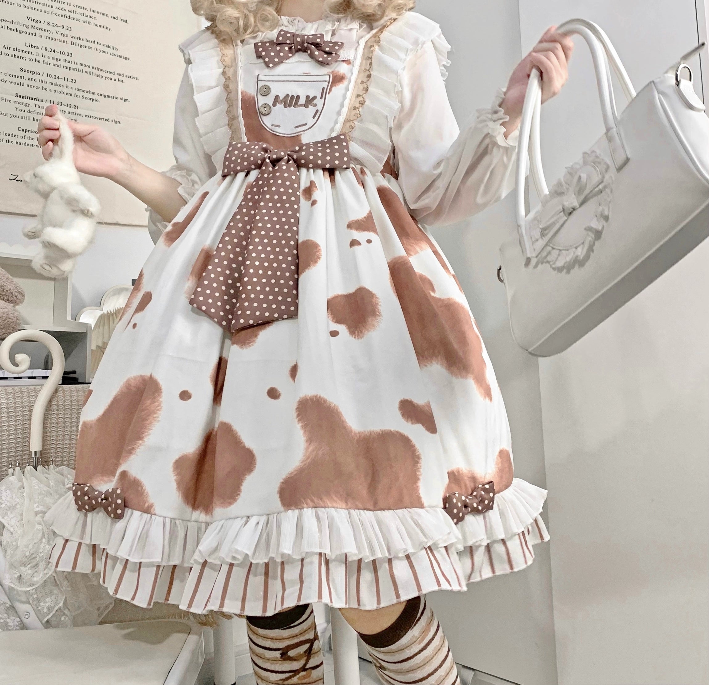 Polaris Lolita - Milky Dango - Cow Spot Kawaii Lolita JSK, Side Pockets 44304:803774