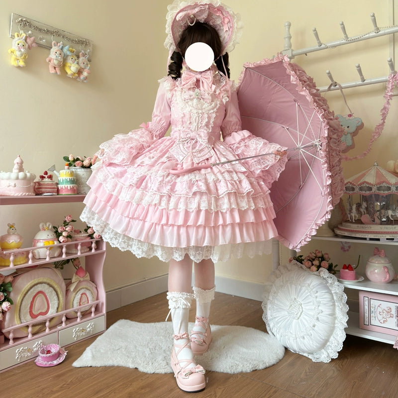 ピンクバレエ古風可愛い甘いlolitaスカートJSKプリンセススカート日常洋装 Wedding Sweet Lolita JSK Gorgeous Bridal Blouse