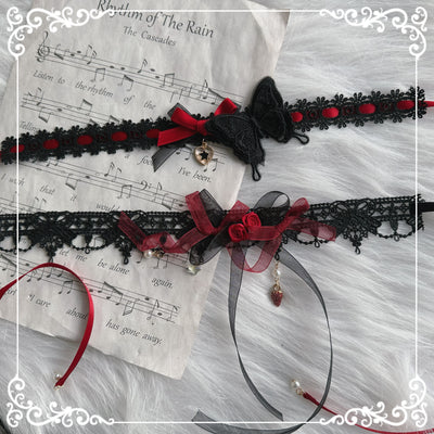 Chestnut Lolita~Gothic Lolita accessory Handmade Hairband butterfly choker  