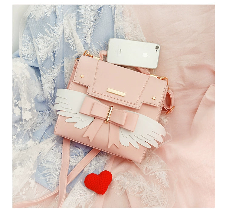 Prime Sister - Sweet Lolita Shoulder Bag Wings Bow Design High Capacity Bag