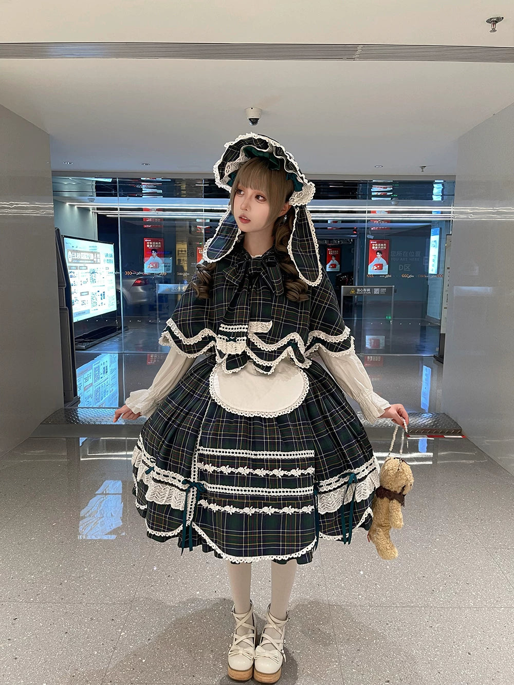 Plaid Petal Bunny - Old School Lolita Plaid JSK Dress, Side Pockets 44674:818464