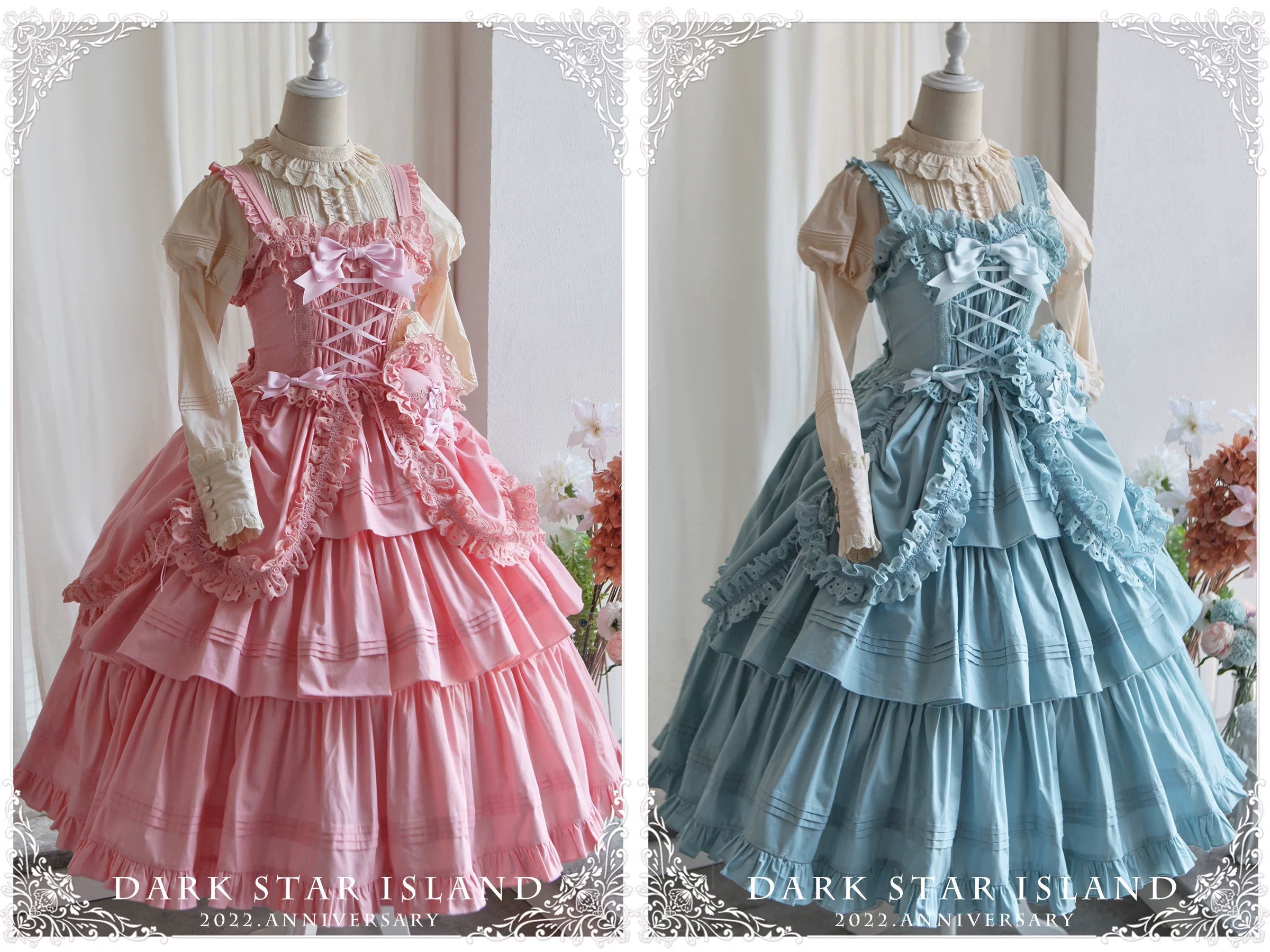 Cotton Gothic Lolita Long JSK, Drawn-up Hem