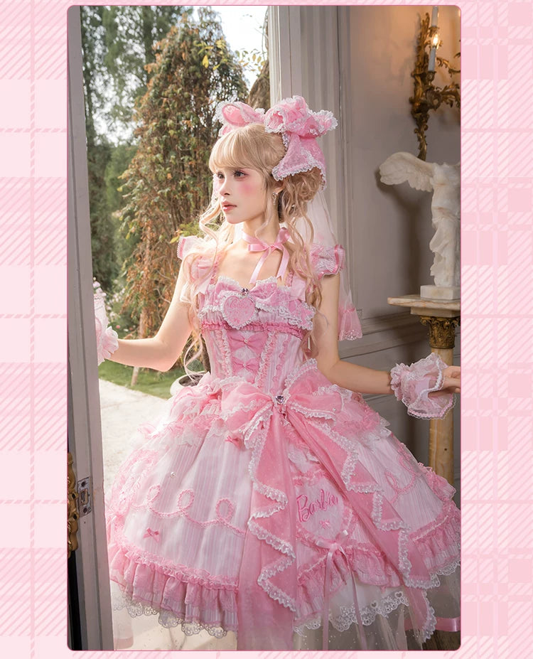 Blossom Daydream - IP Collab Sweet Lolita Dress Set, Pearl Plaid 45899:867288