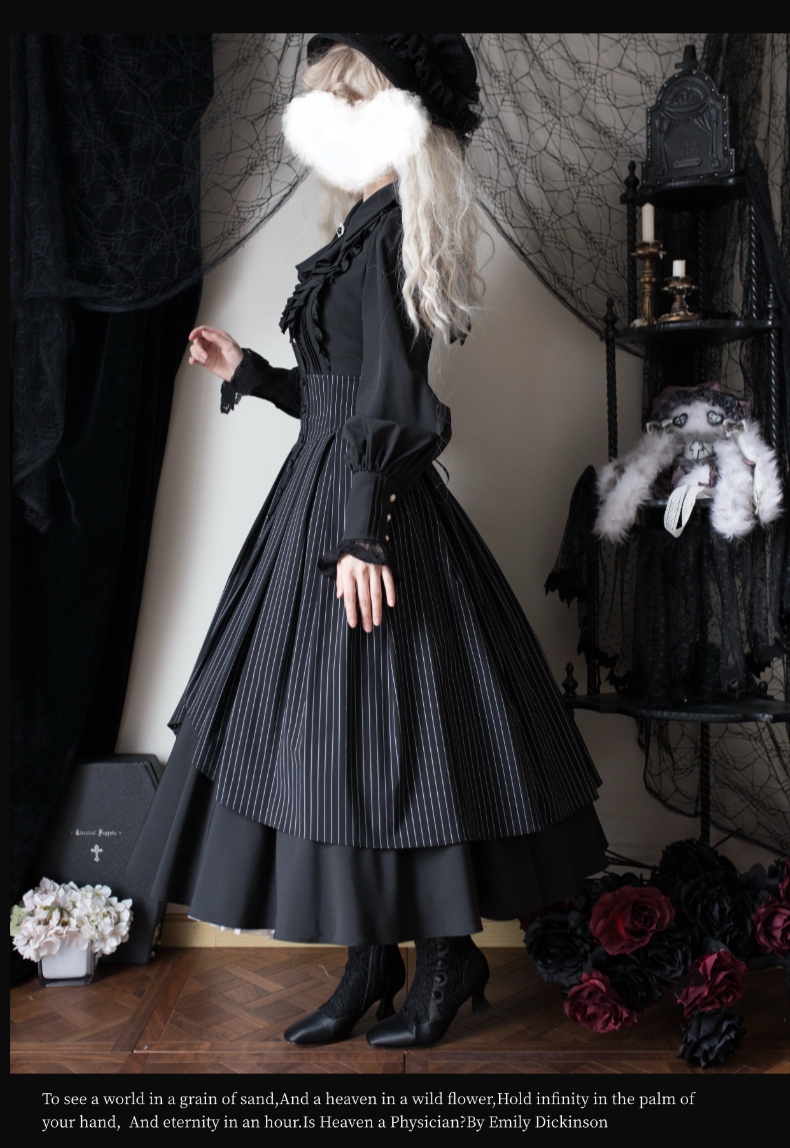 Alice in Wonderland - Love Moon Serenade - Striped Classic Lolita Skirt Preppy Style Commuting Dress 41240:688662