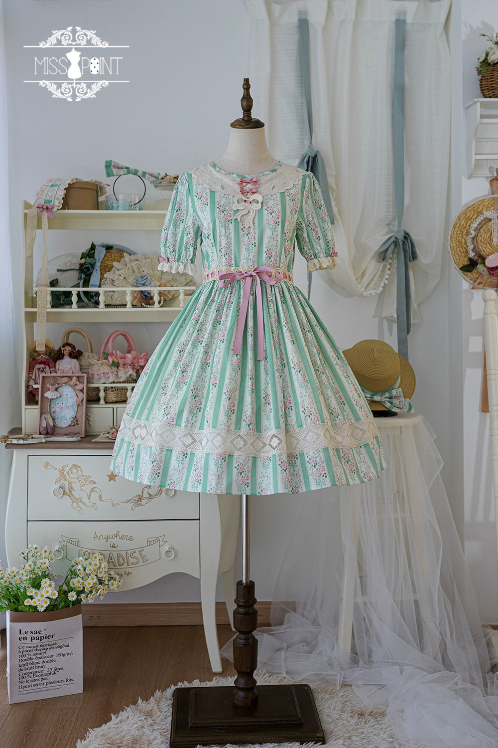 Miss Point~Customized Elegant Lolita OP Dress Cute Daily Girl Short Lolita Dress