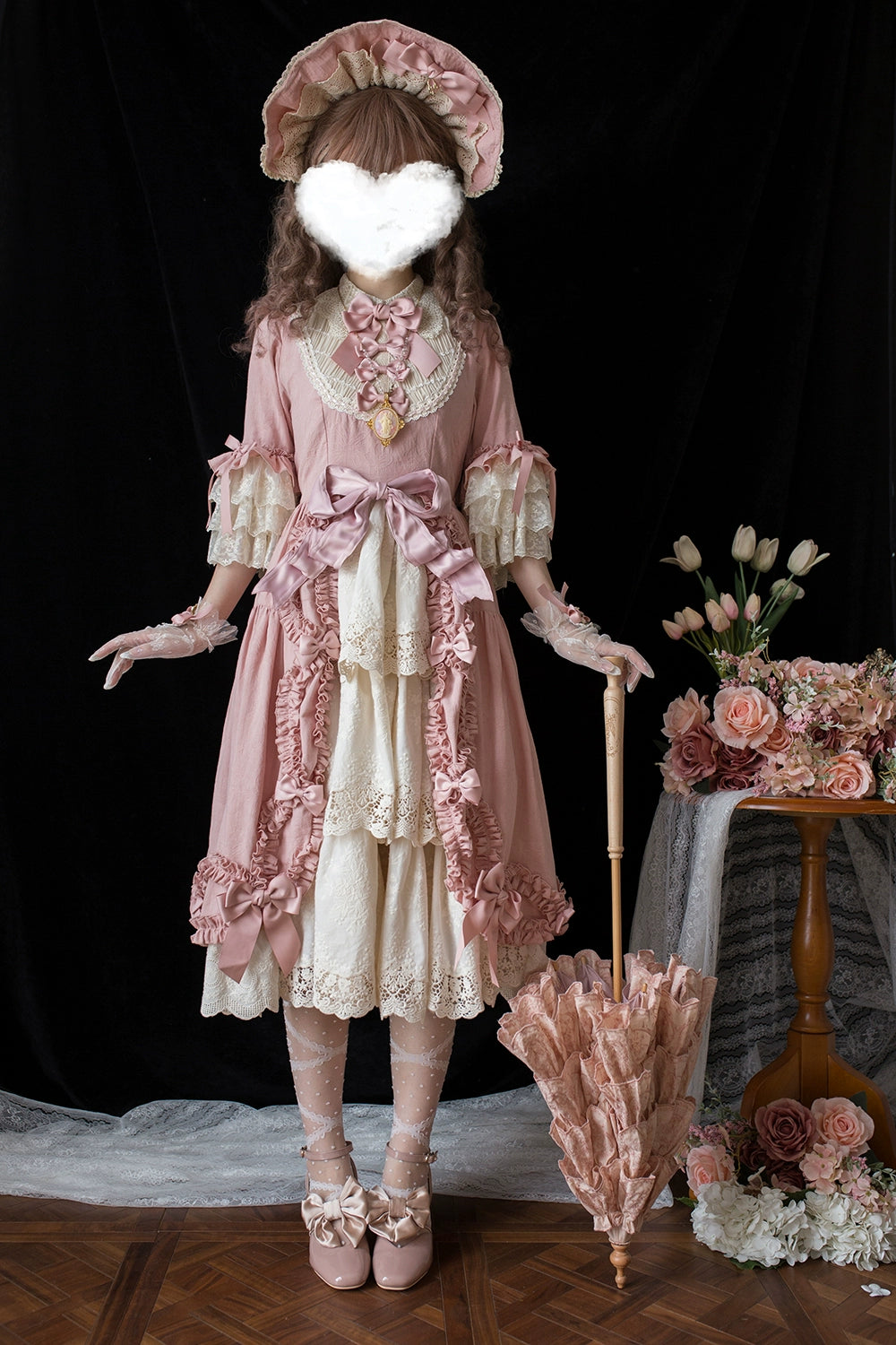 Miss Point~Lilyka Garden~Classic Lolita OP Dress Set Elegant Floral Wall Princess Sleeve 38832:606352