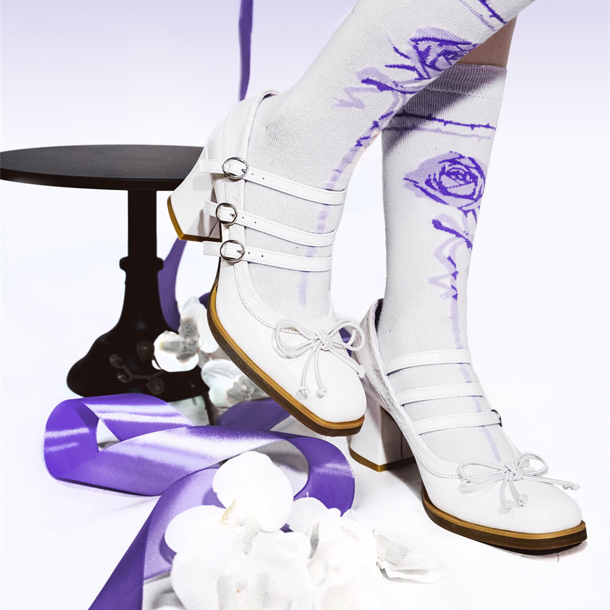 MODO - Gothic Lolita Shoes Chunky Heels with Snake-Pattern and Bow 42593:745858