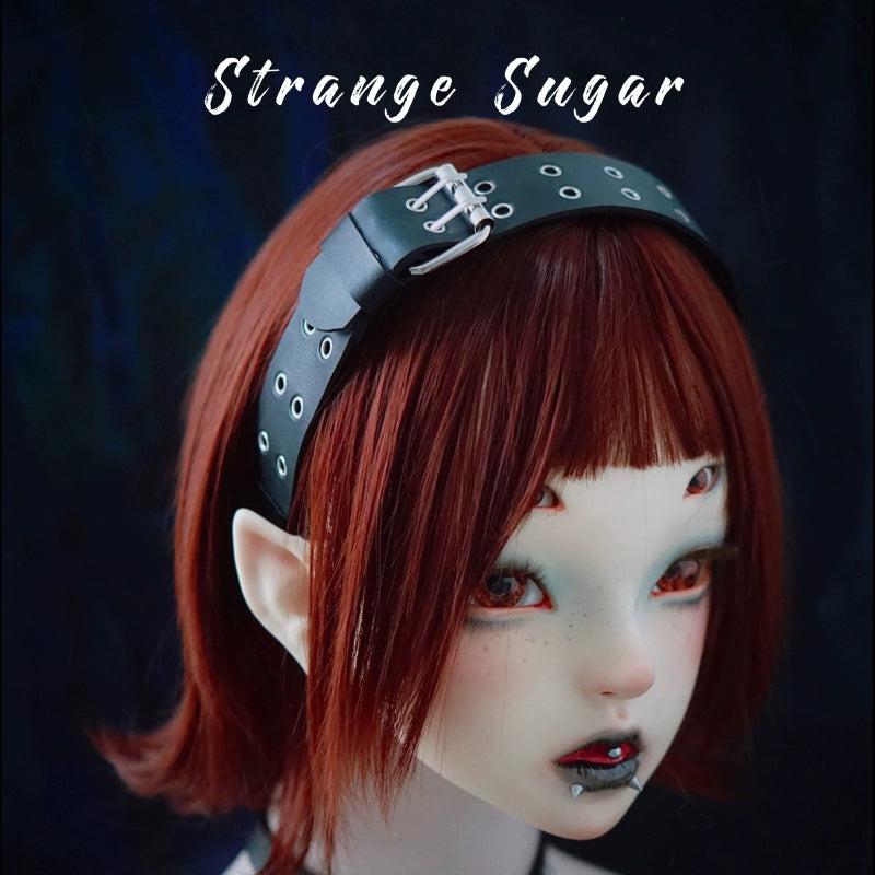 Strange Sugar - Gothic Lolita KC Faux Leather Punk Lolita Hair Accessories 9 Black Small Circle KC