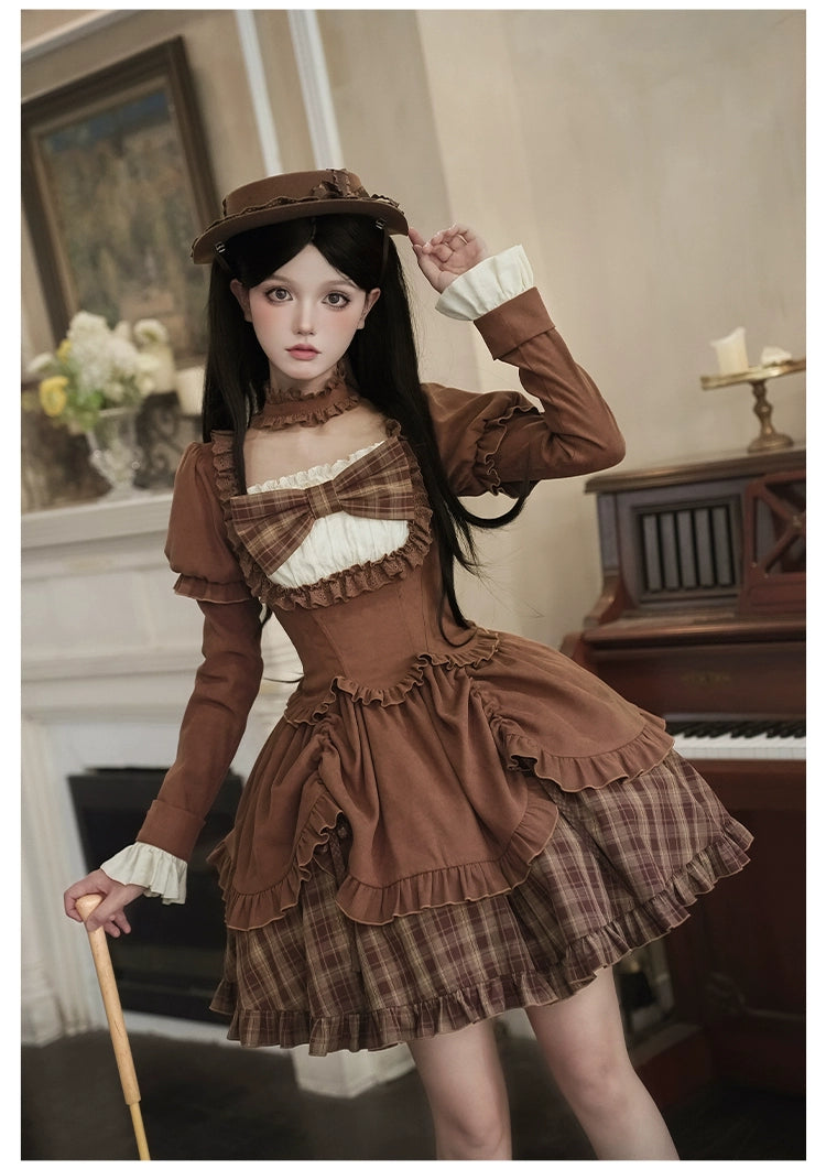 With PUJI - Oak Hymn - Classic Lolita Plaid OP Suit, Side Zipper 43924:791266