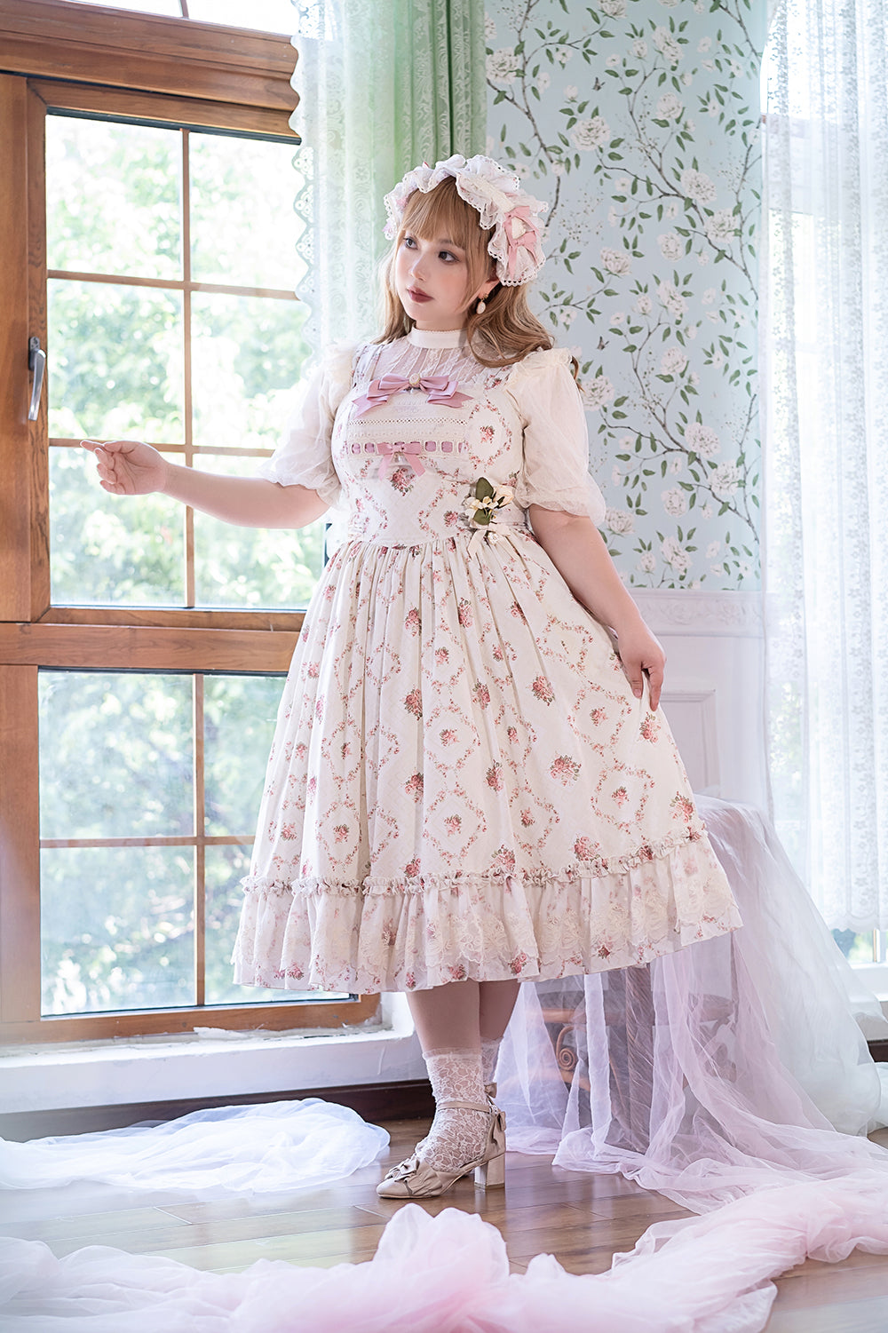 Miss Point~Customized Wood Rose 2.0 Elegant Vintage Jumper Dress 21392:302610