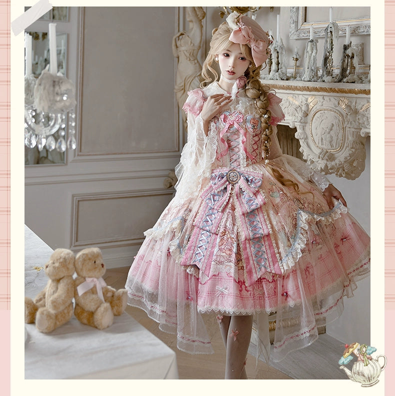 YingLuoFu - Doll Fantasy Box - Sweet Lolita JSK Dress & Tulle Blouse Set 44261:801476