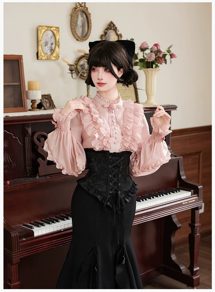 Miss Laura - Versatile Classic Lolita Blouse, Lattern Sleeves 44703:819343