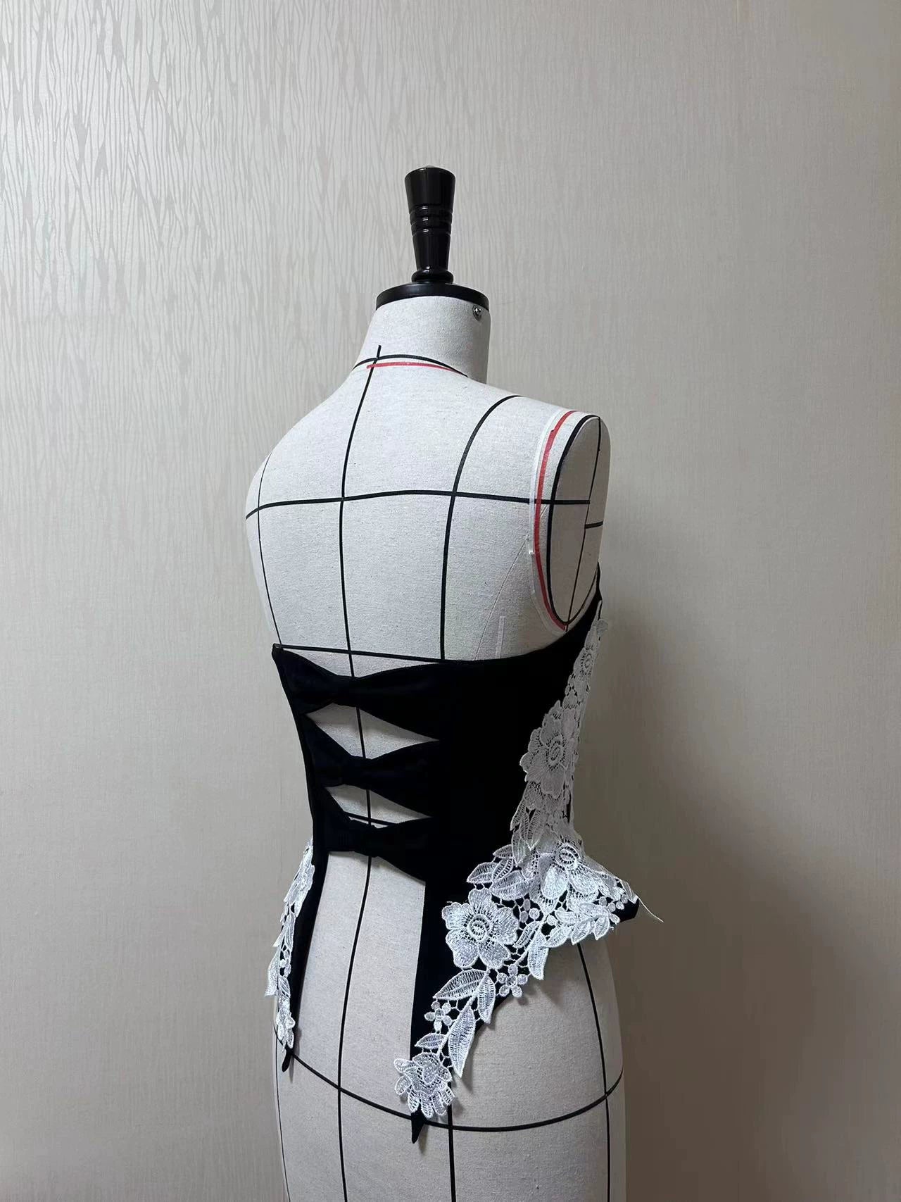 The Cage - Gothic Lolita Fishbone Bodice, Embroidered Appliqués