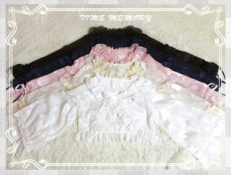 Time Memory~Xianbei~Sweet Lolita Chiffon Lantern Sleeve Cardigan with Bow 34598:463162