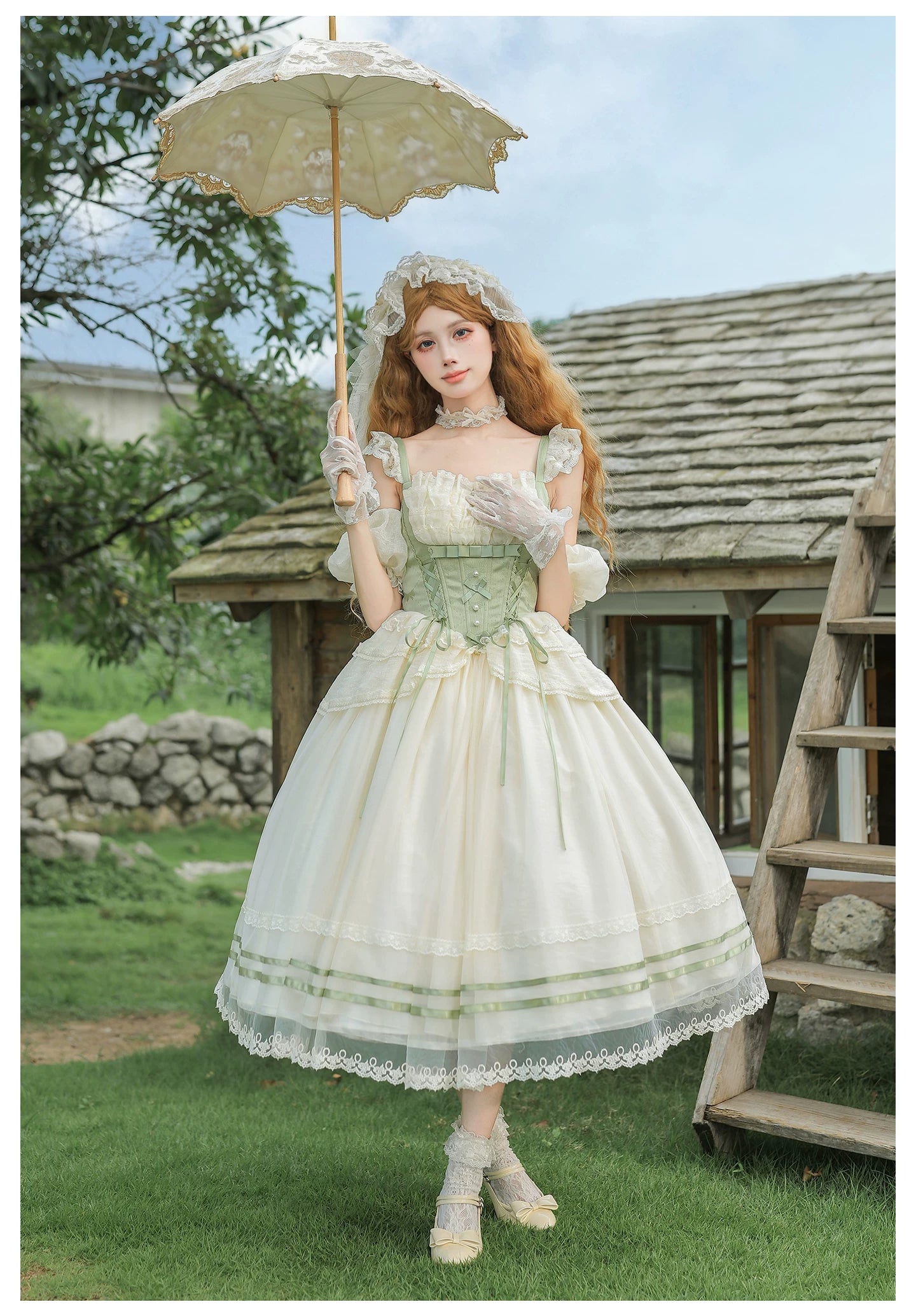 Unfailing - Classic Lolita Bow Jacquard Corset JSK Dress 45632:856662
