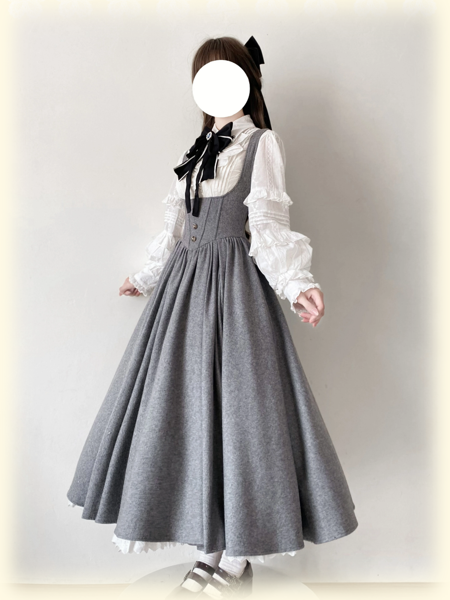 Wand Not for Your Lover - Wool Classic Lolita Bust Supporting JSK, Embroidered Shirt