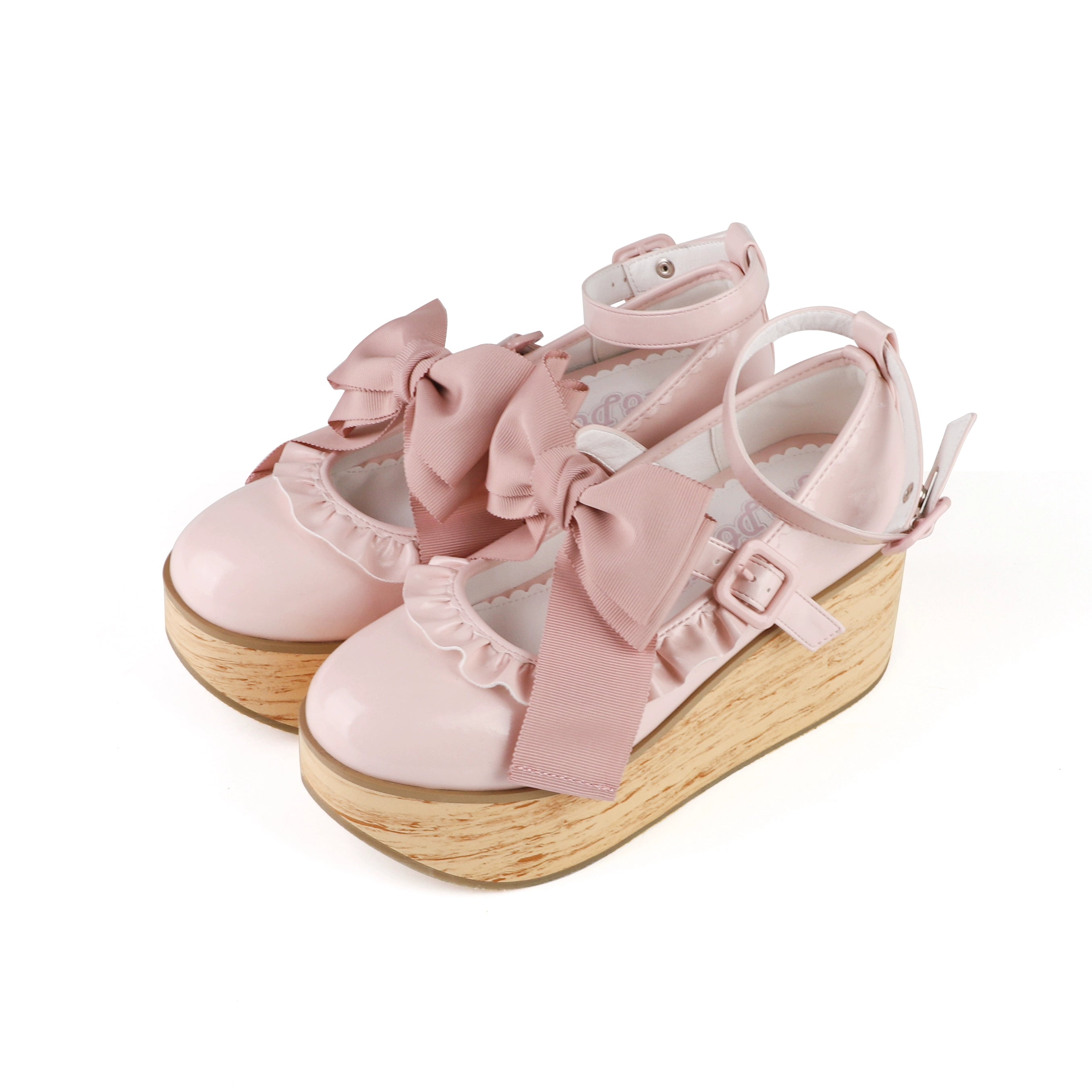 MODO - Shaking Platform - Kawaii Lolita Platform Heels Shoes, Detachable Bow Pink 35