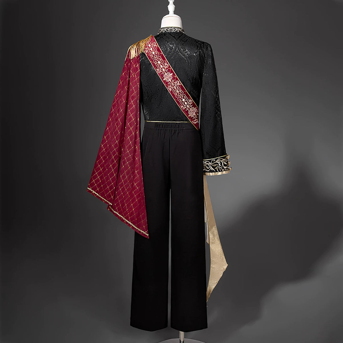 Lucifer's Glory - Military Ouji Lolita Jacket & Pants Suit, Black-Gold Embroidery 46042:873207