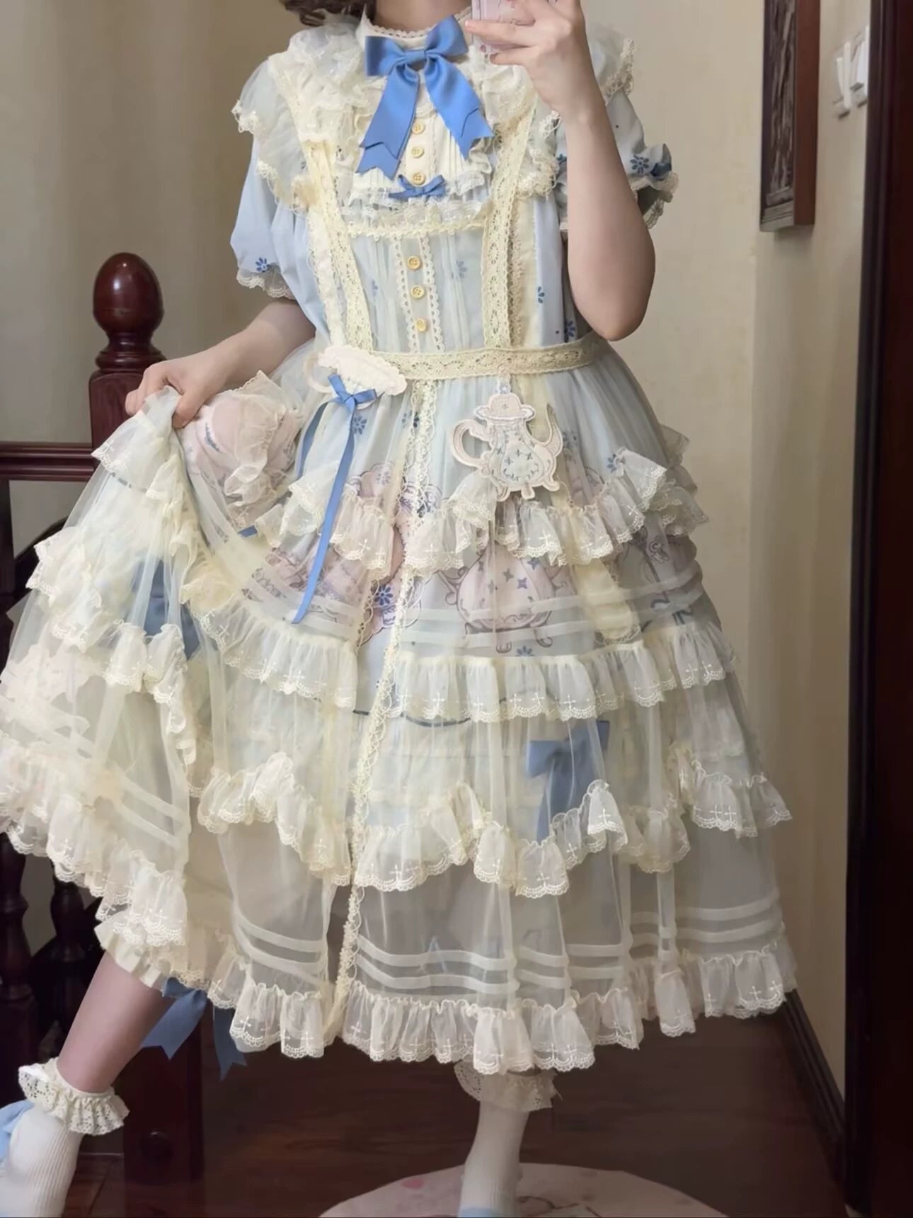 Uncle's Workshop - Veronica Spring Tea - Plate Printed Sweet Lolita Dress 43485:778307