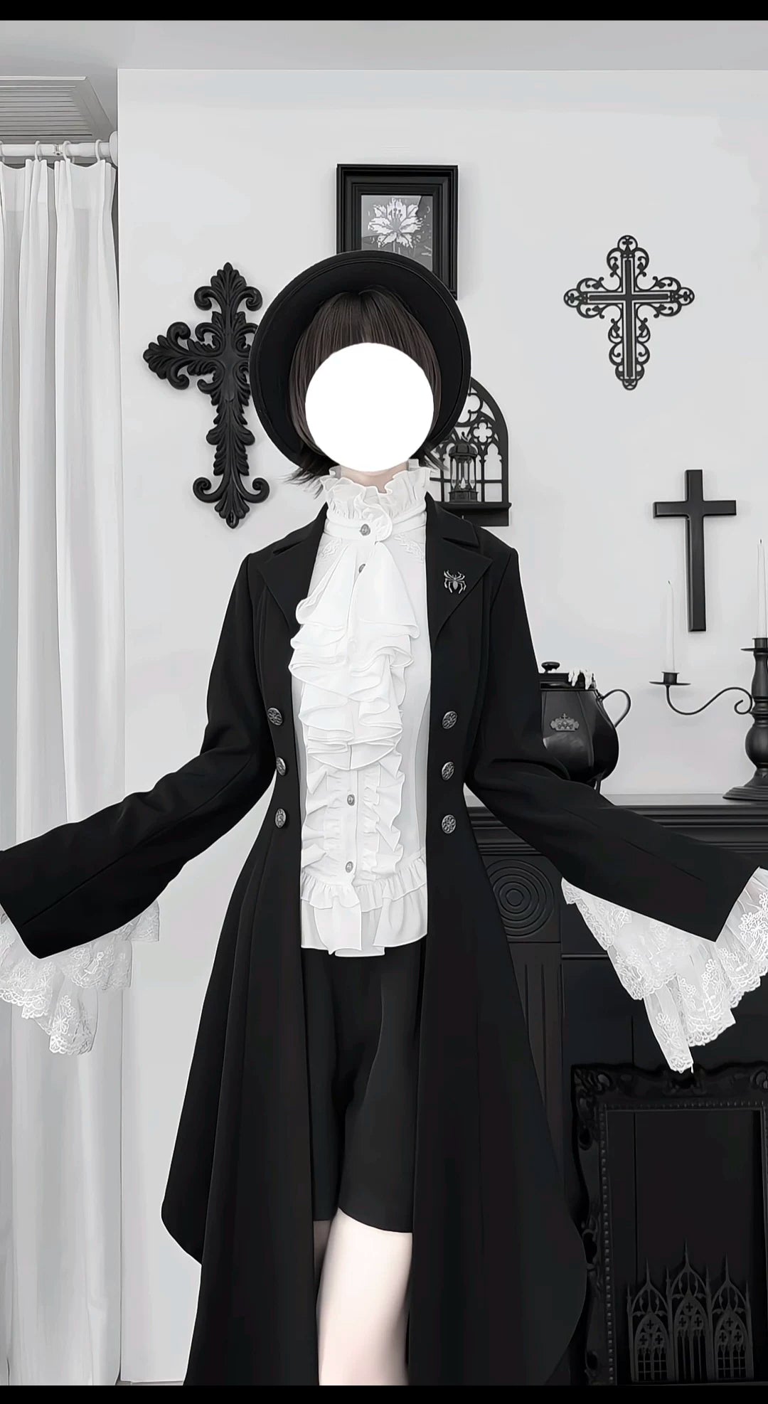 Eternal Night Butler - Gothic Lolita Coat & Blouse Set, Tailcoat Hem 46103:875266