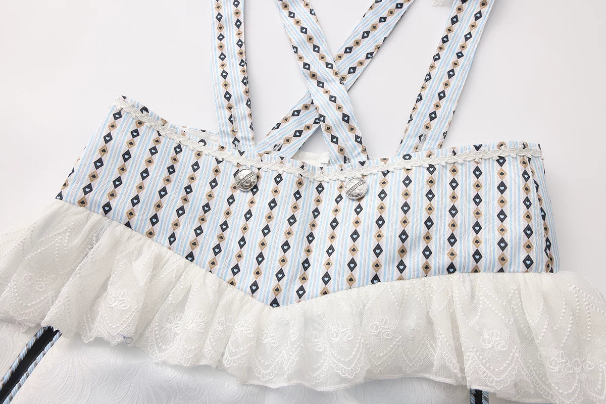 Immortal Bunny's Invitation - High-Waist Ouji Lolita Lantern Shorts, Detachable Straps