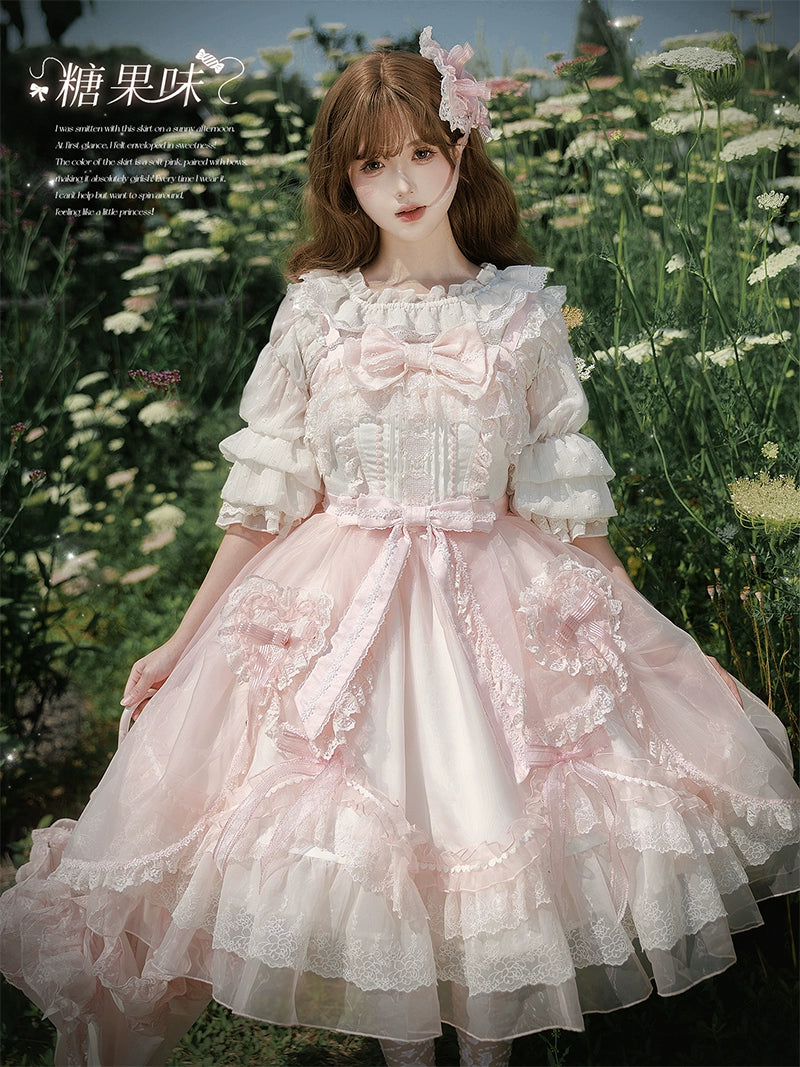 Mewroco - Candy Flavor - Gorgeous Sweet Lolita Dress, Lace & Petal Hem 43711:783680