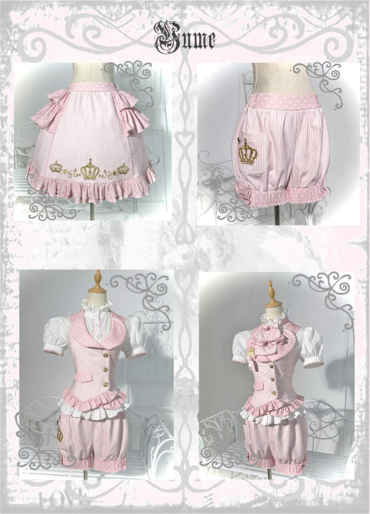 New Century Princess - Pink and Gold Old School Lolita Skirt & Vest Set 45861:866060
