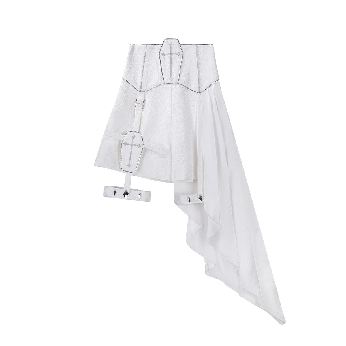 Silver Covenant - White Ouji Lolita Embroidery Coat and Shorts Set with Cross Shorts Only S