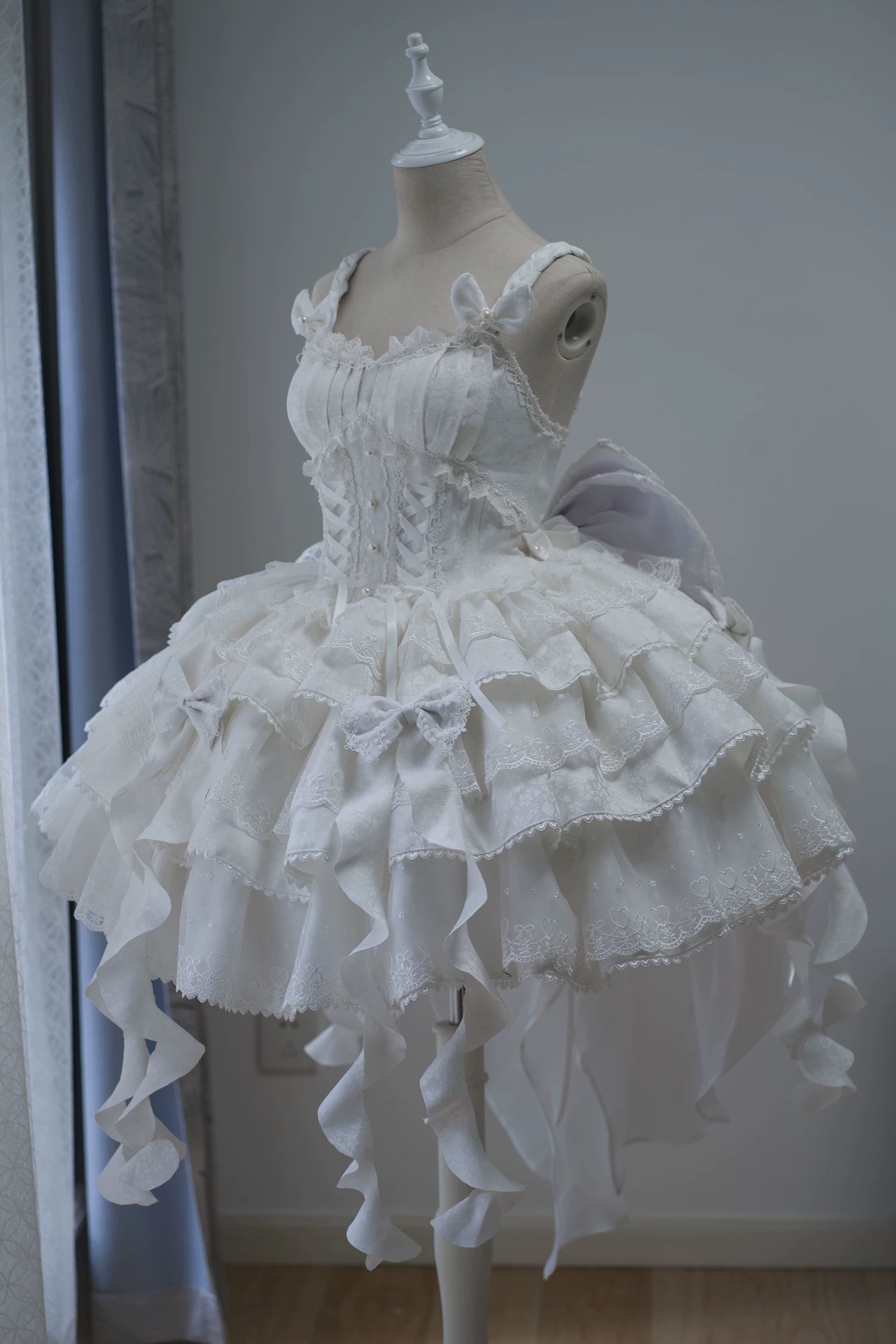 Mori Isle - Solid Gothic Lolita JSK Dress, Embroidered Lace 45658:857774