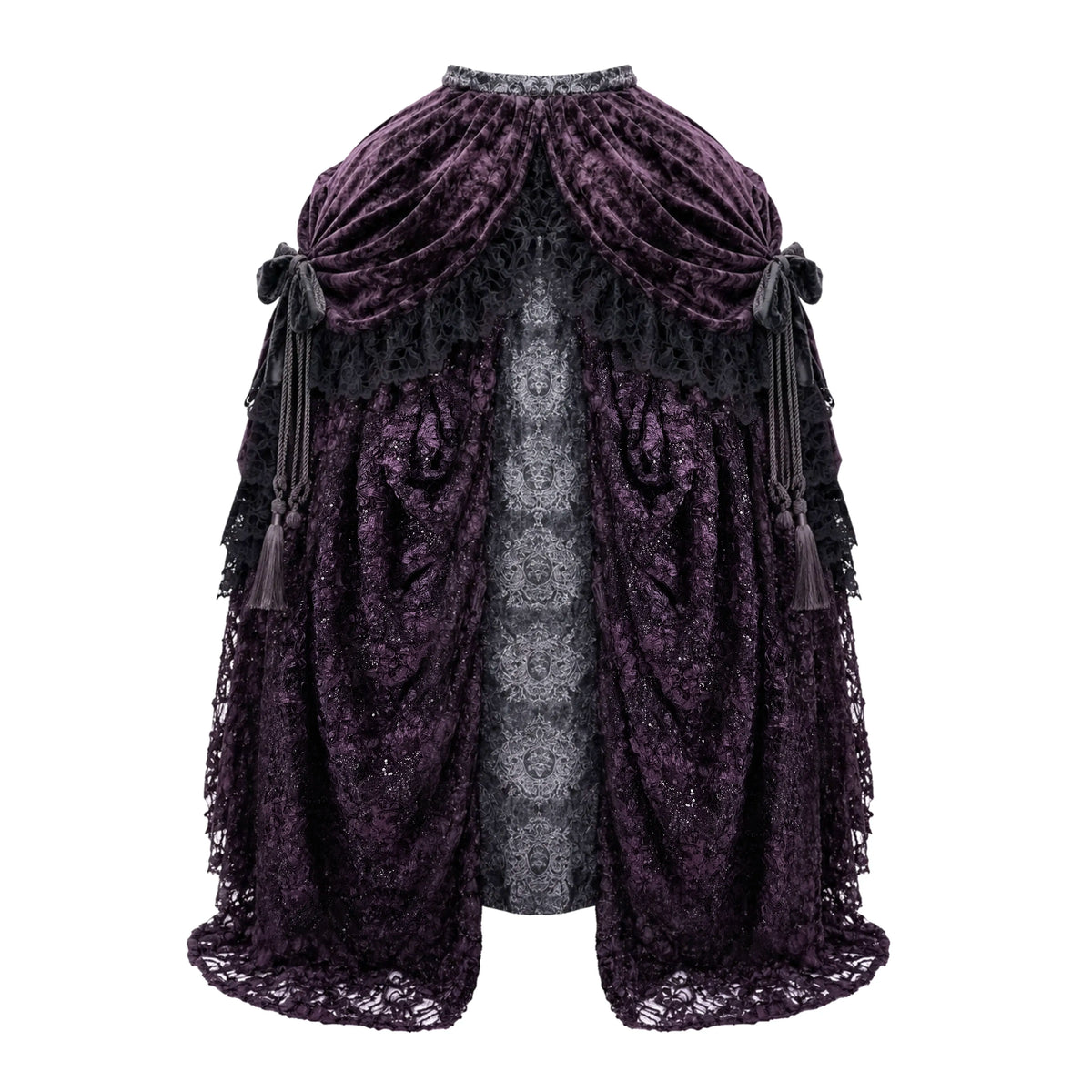 Undead's Gift - Halloween Gothic Lolita Draped Panel Skirt Set, 3D floral lace Draped Panel Overskirt & Underskirt Only S