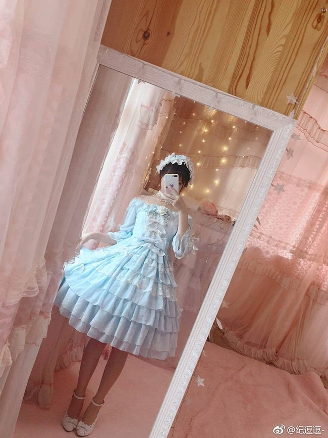 Dawn Wedding - Sweet Lolita OP Dress, Layered Hem