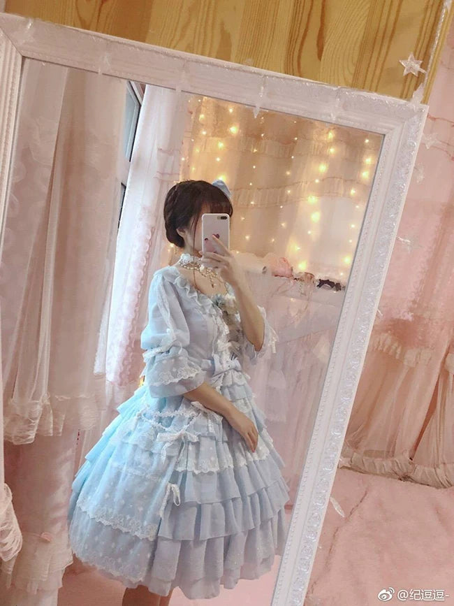 Dawn Wedding - Sweet Lolita OP Dress, Layered Hem