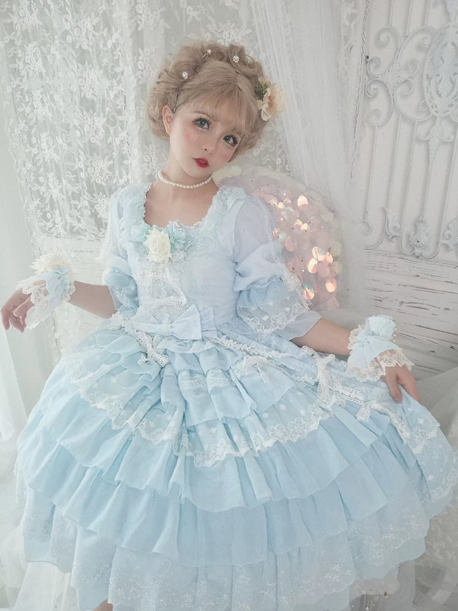 Dawn Wedding - Sweet Lolita OP Dress, Layered Hem