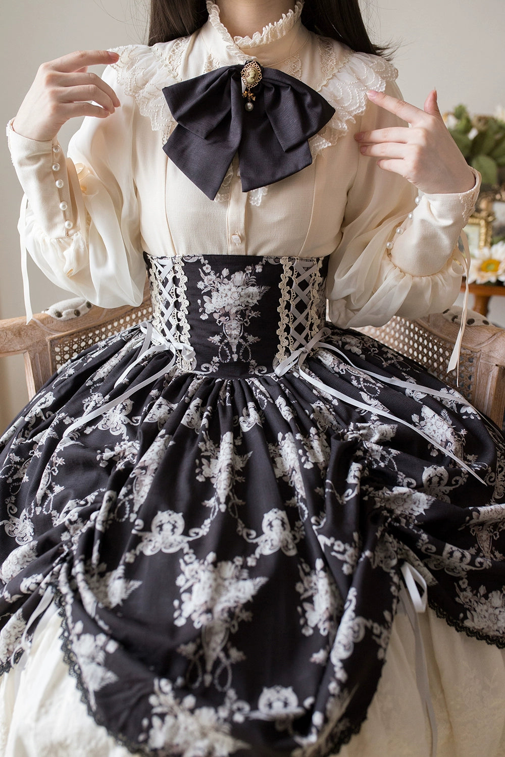 (BFM)Miss Point~Customized Vintage Lolita Skirt Elegant Pullover Fishbone SK 31464:363092