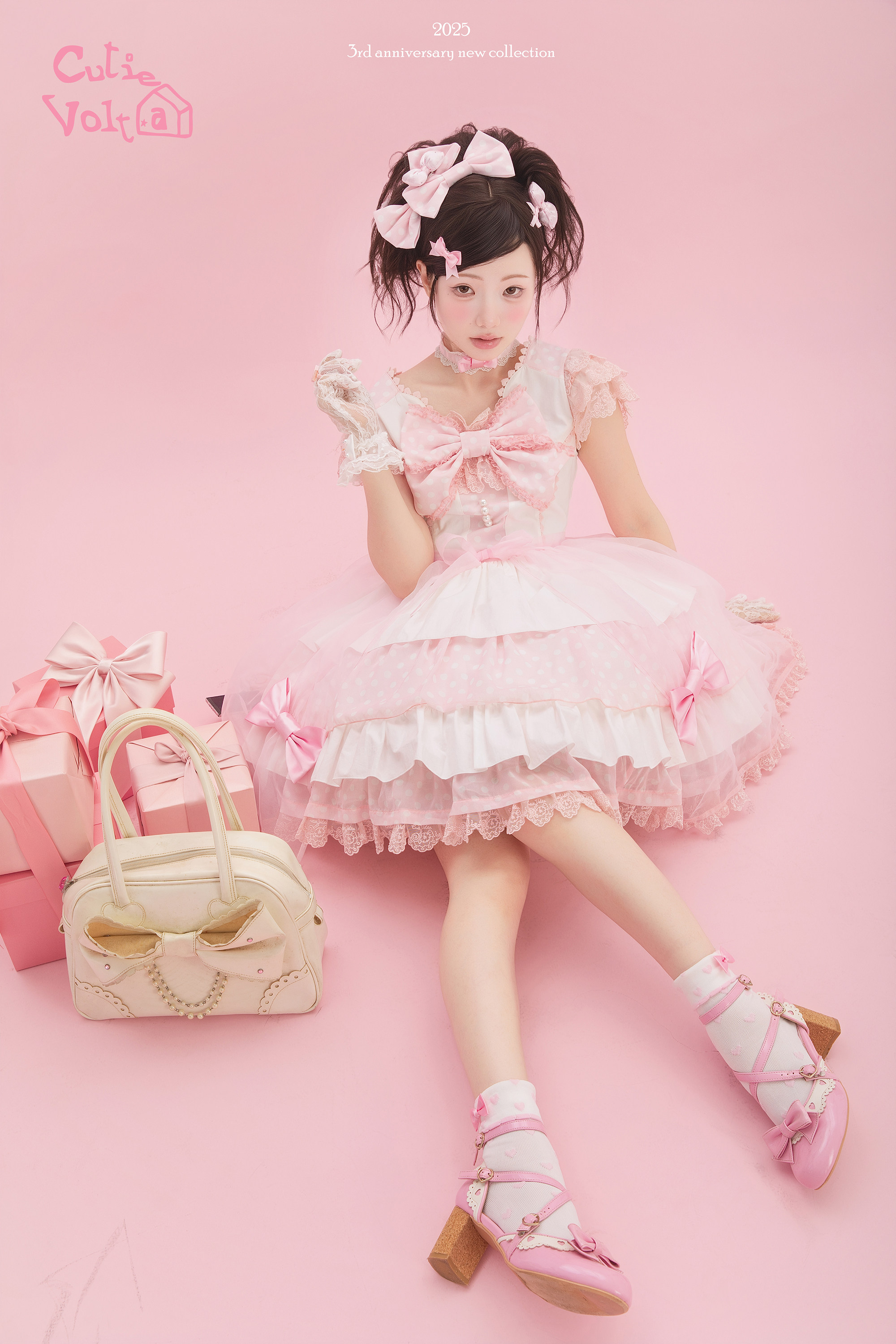 Candy Cottage - Old School Lolita Polka Dot Dress & Top Skirt Set 45522:851841