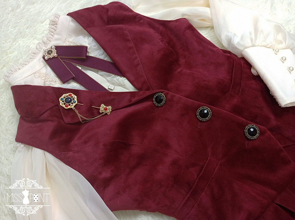 Miss Point~Rose Doll~Retro Lolita Vest Velvet Lolita Waistcoat 32516:392316