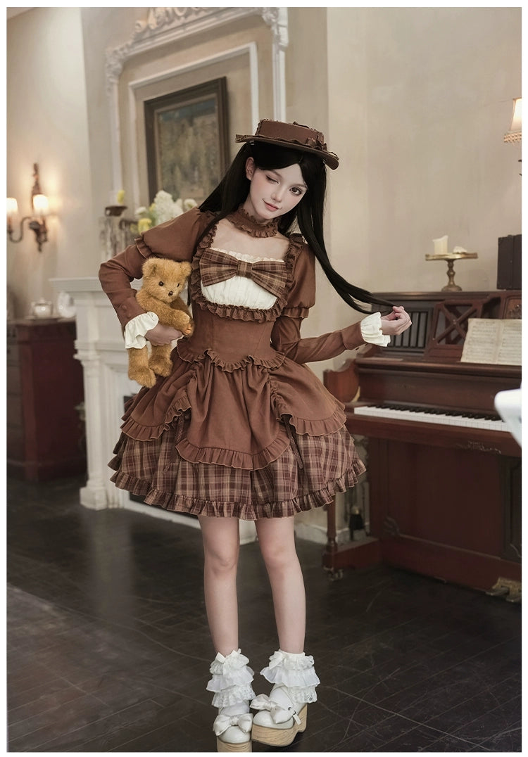 With PUJI - Oak Hymn - Classic Lolita Plaid OP Suit, Side Zipper 43924:791274