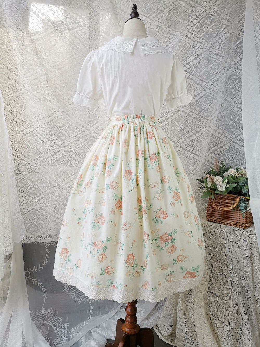 Miss Point - Customized Vintage Sweet Elegant Rose Skirt